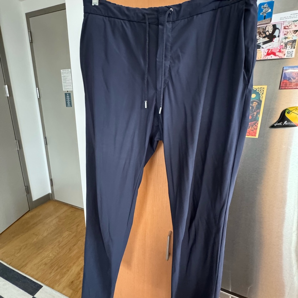 Hugo Boss Navy Wool Dress Pants with Drawstring